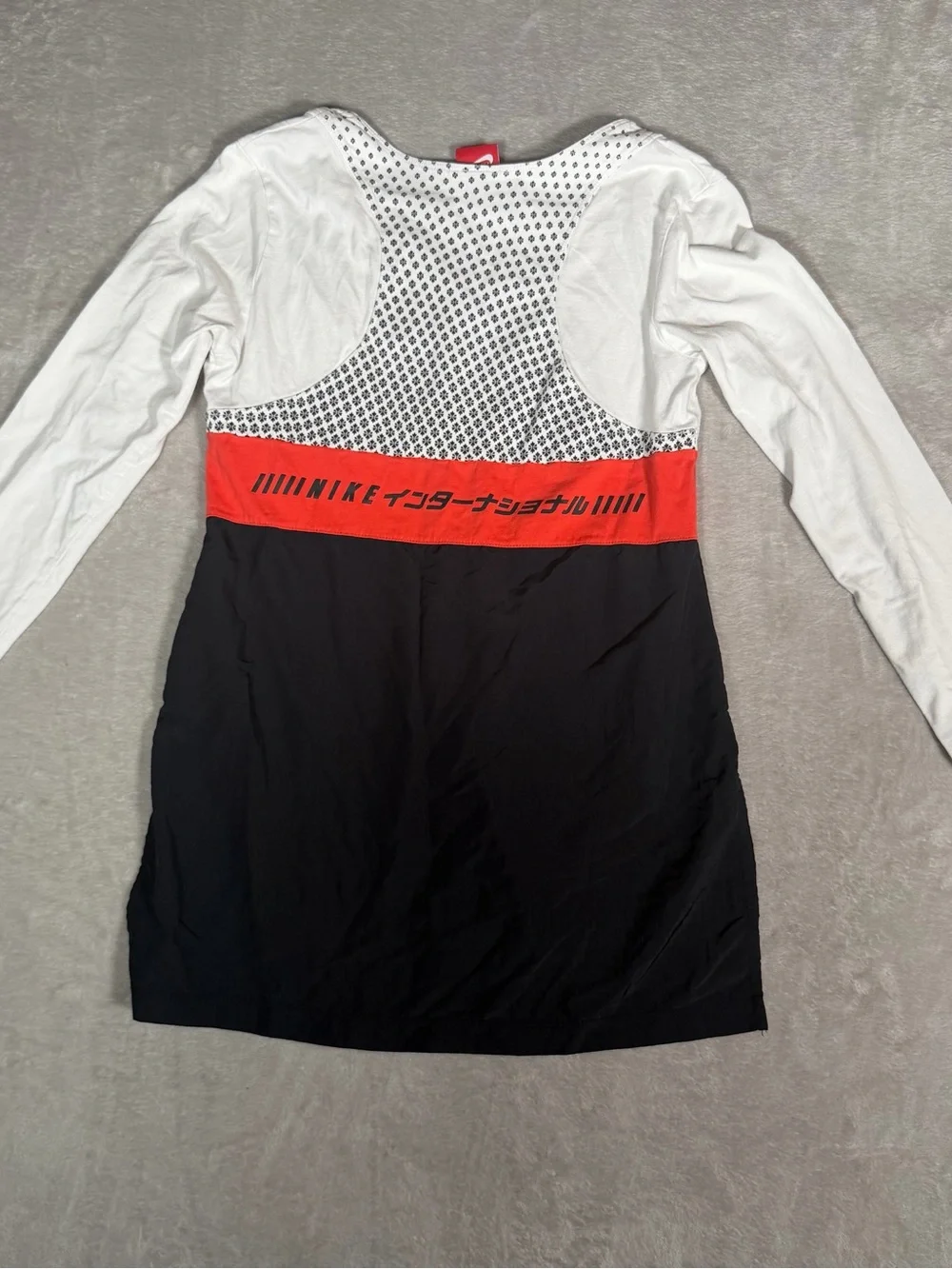 Nike White, Red & Black Colorblock Long Sleeve Girls Dress